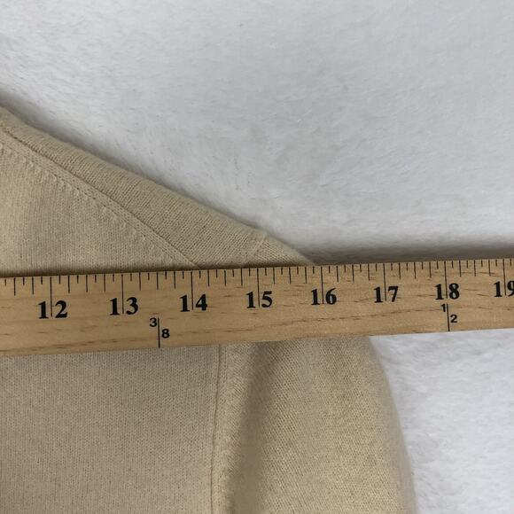 TALORA 100% Cashmere Sweater Women's Sz L Cream Knit Short Sleeve V-Neck Classic - Picture 8 of 10